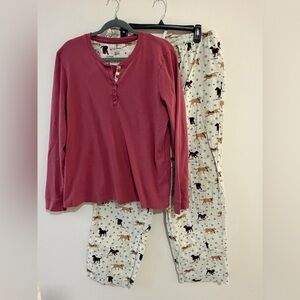 L.L. Bean Pink Top and Dog Print Pajama Set